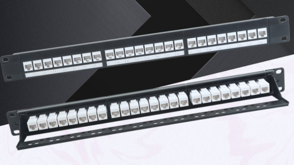 UTP cat.6 24port patch panel 19" 1U , full loaded WH 180°RJ45 Coupler,带托架 (19英寸24孔Pannel,满装白色180°C6 UTP 直通,带托架 ) 华隆48元/pc
